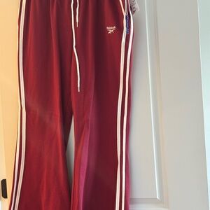 Forever 21 Reebok Maroon Sweatpants with White Side Stripes